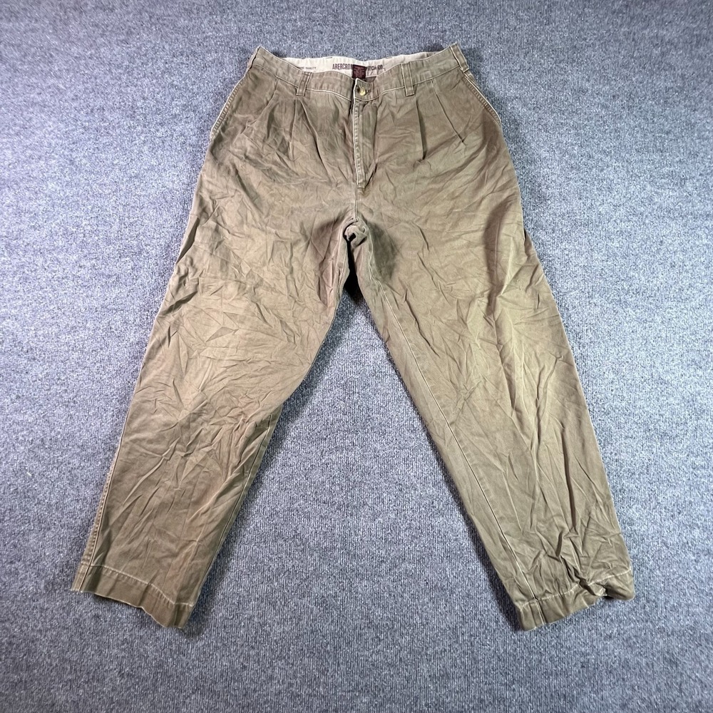 Vintage Abercrombie & Fitch Khakis Pant Men's 36x30 Gray Cotton Tapered Workwear